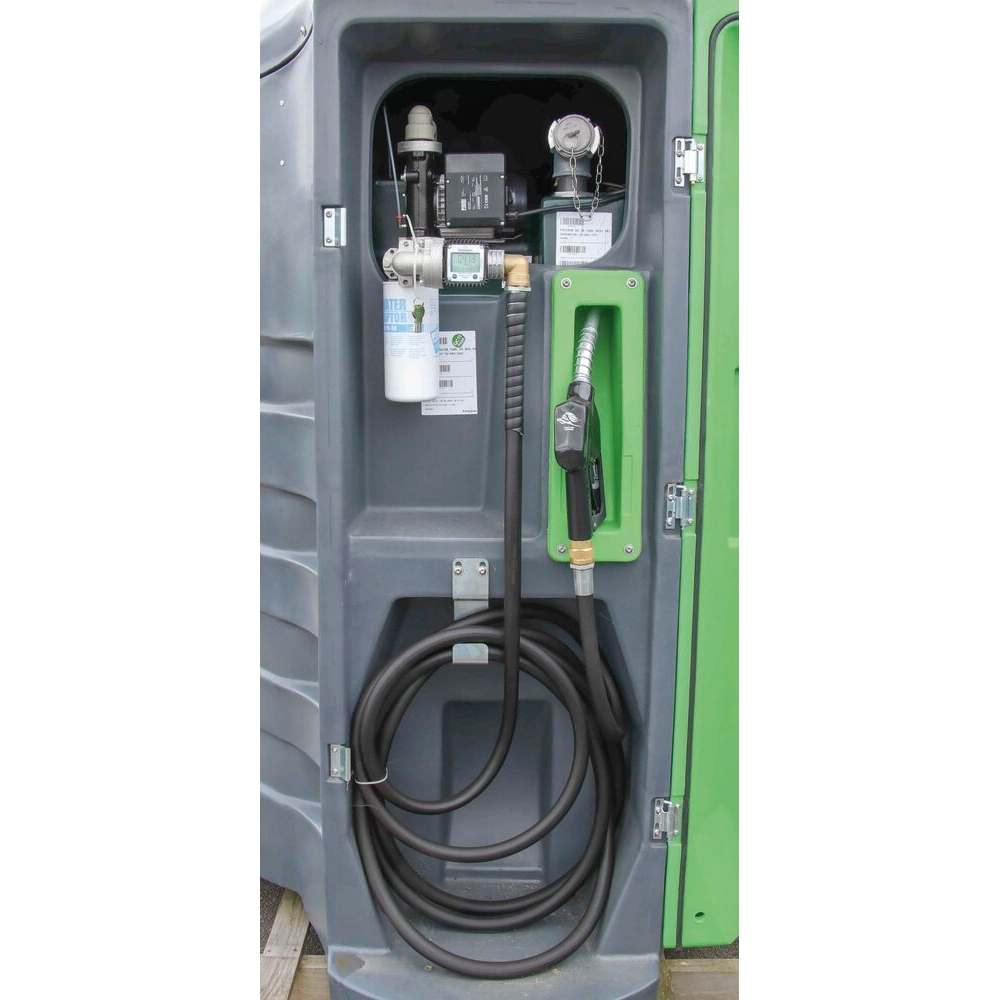 Cuve de stockage gasoil PEHD 1500L DP avec armoire intégrée pour station à gasoil 230V 79 l/min et pistolet automatique/Compteur/filtre KINGSPAN - 56015