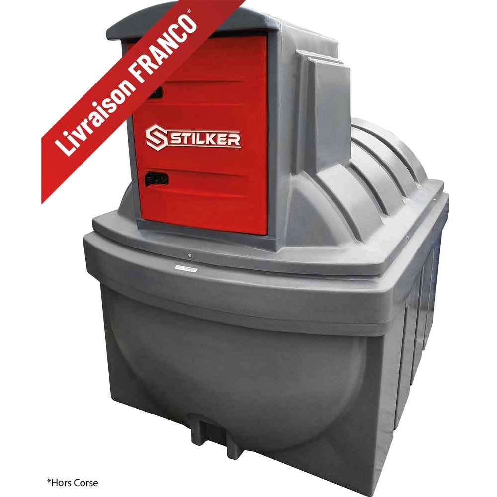 Cuve de stockage gasoil PEHD DP 2500L avec armoire intégrée pour station à gasoil 230V 50 l/min et pistolet automatique/compteur/filtre STILKER - 56019