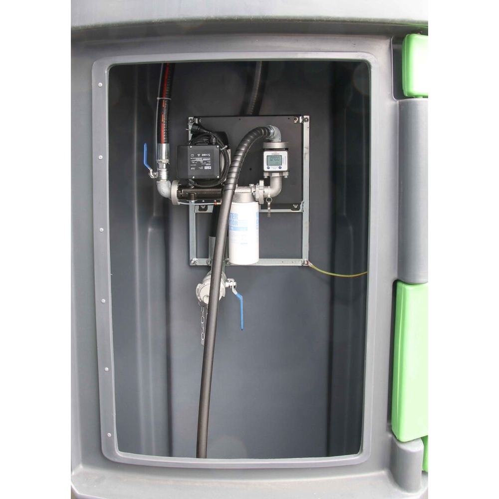 Cuve de stockage gasoil PEHD 9000L double paroi avec armoire intégrée pour station à gasoil 230V 79 l/mn et pistolet automatique/compteur/filtre KINGSPAN - 56062