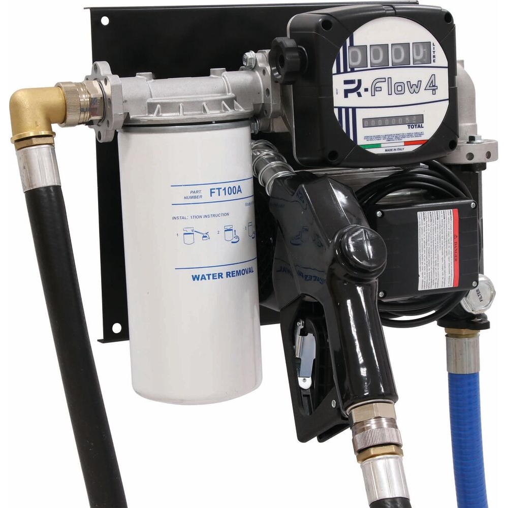 Pompe à gasoil 230V 100 l/min avec pistolet automatique/volucompteur mécanique/filtre - station murale ADAM PUMPS - 56165