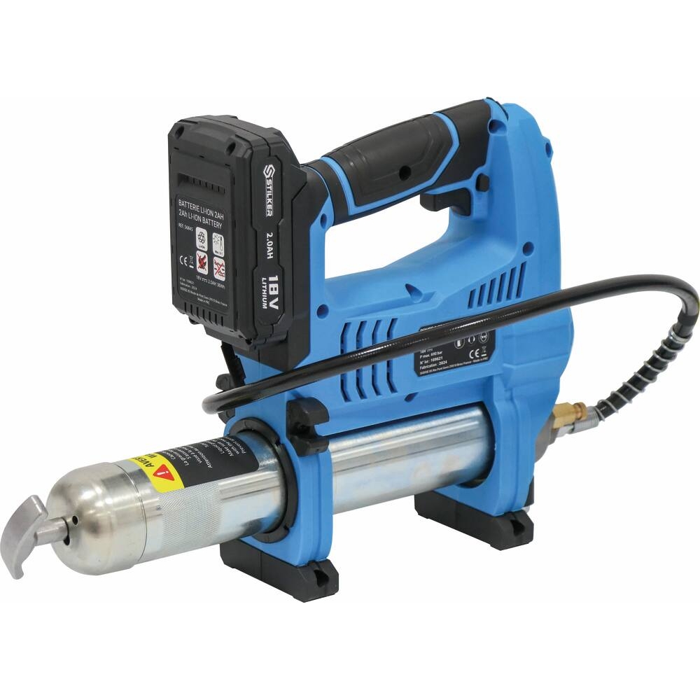 Pompe à graisse 18V 690 bar max - 1 batterie Li-ion 2Ah - 1 chargeur 1,7A - en mallette STILKER - 56850
