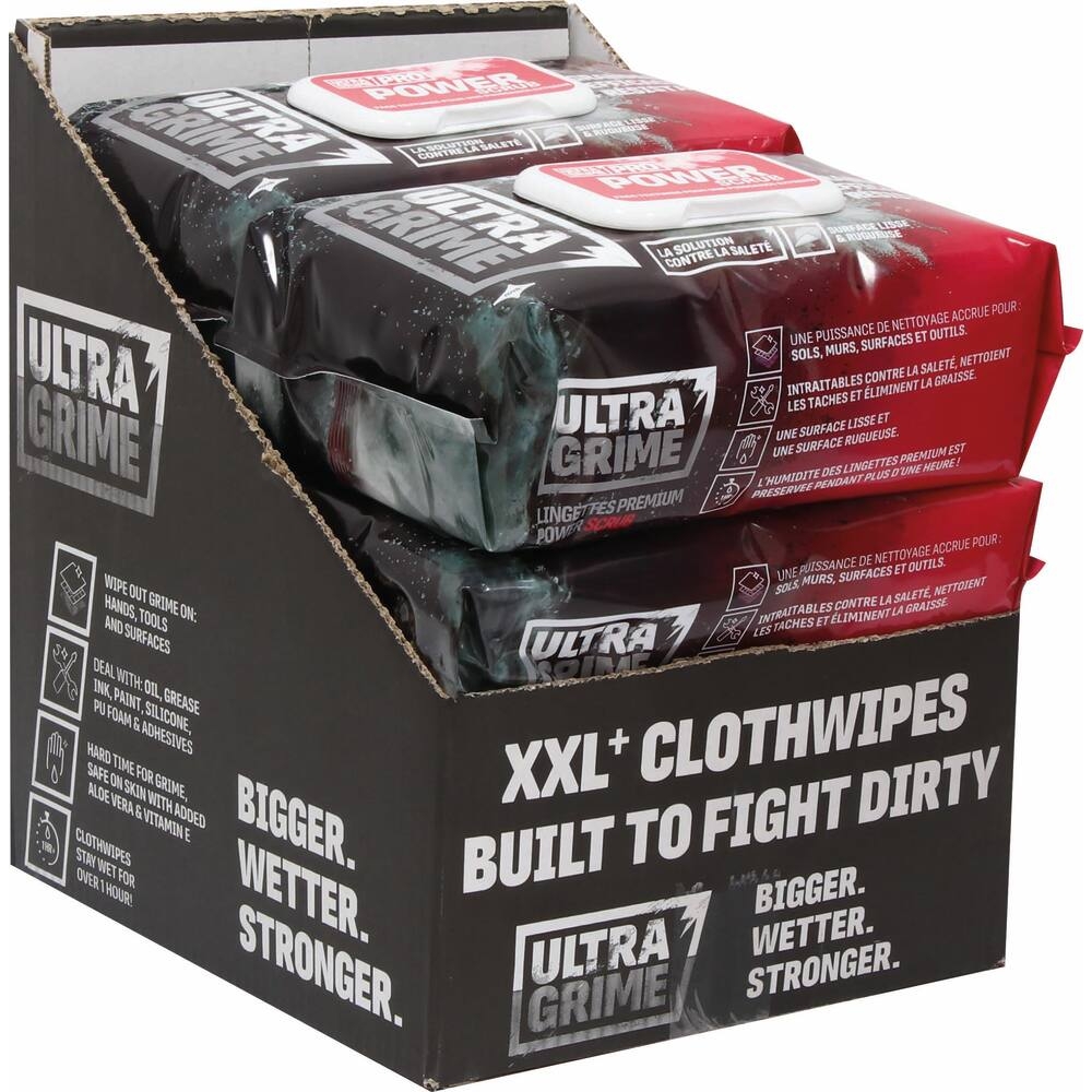 Boîte de 80 lingettes XXL ultra résistante PRO POWER SCRUB-format 38x25cm ULTRA GRIME - 57560