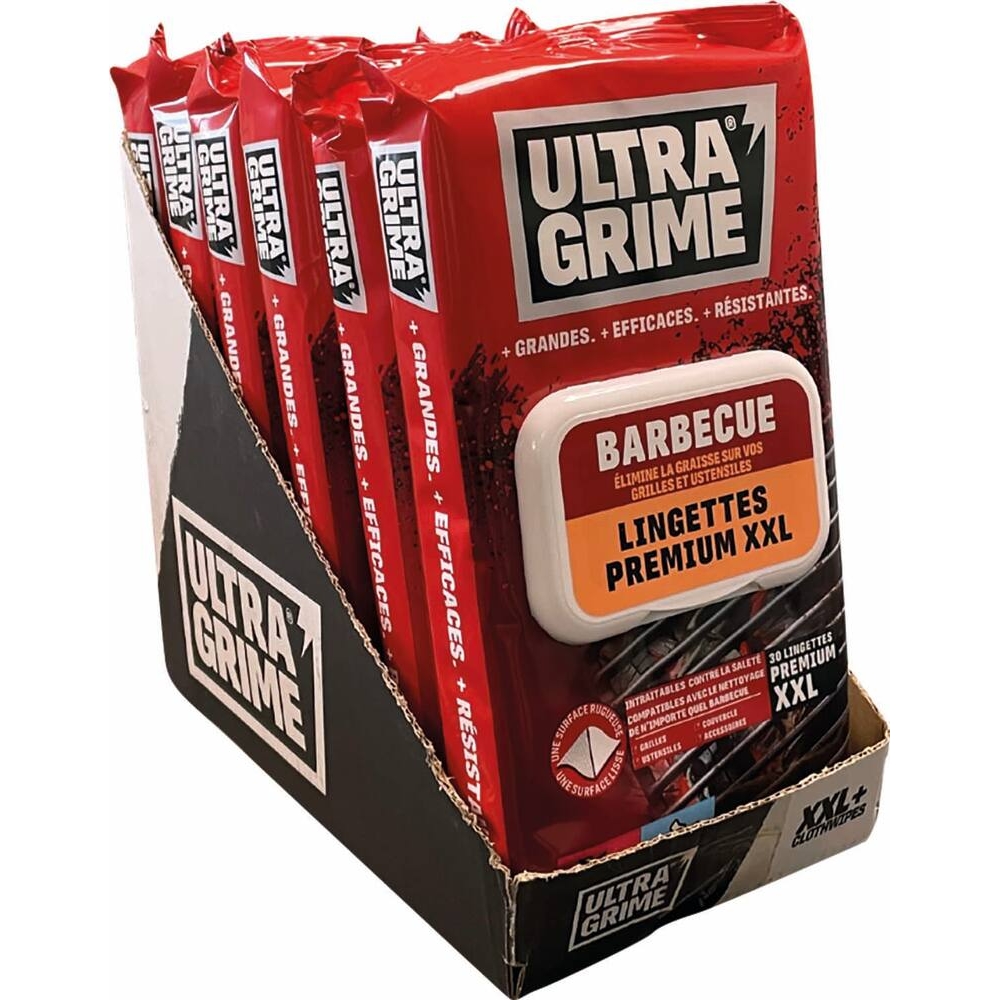 Lingettes nettoyantes spécial barbecue premium XXL 380x250mm - boîte de 30 lingettes ULTRA GRIME - 57572