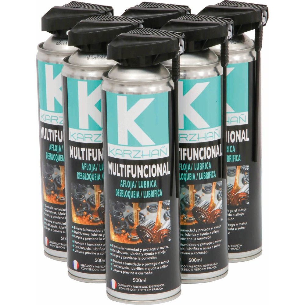 Dégrippant multifonctions avec tête 2 jets version espagnol/portugais - aérosol 500ml KARZHAN - 62020