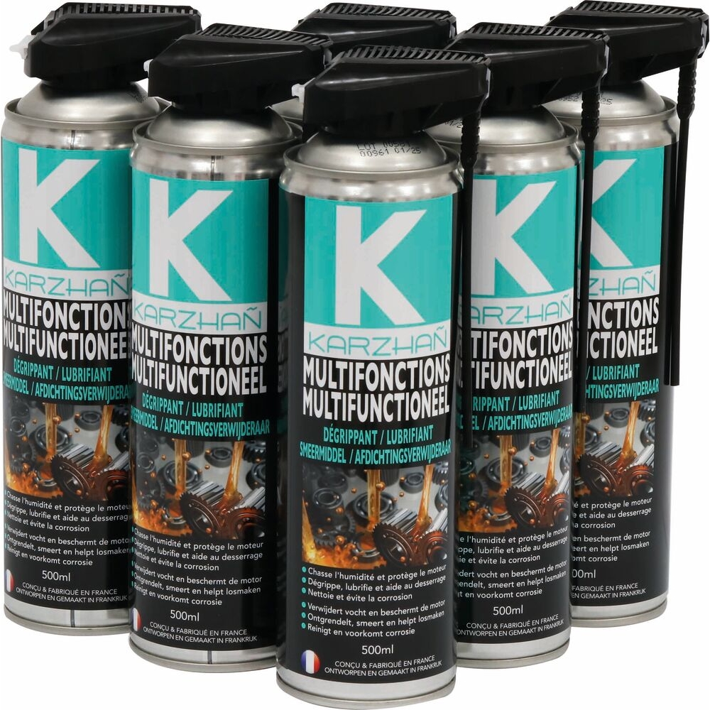 Dégrippant multifonctions avec tête 2 jets version néerlandais/belge - aérosol 500ml KARZHAN - 62025