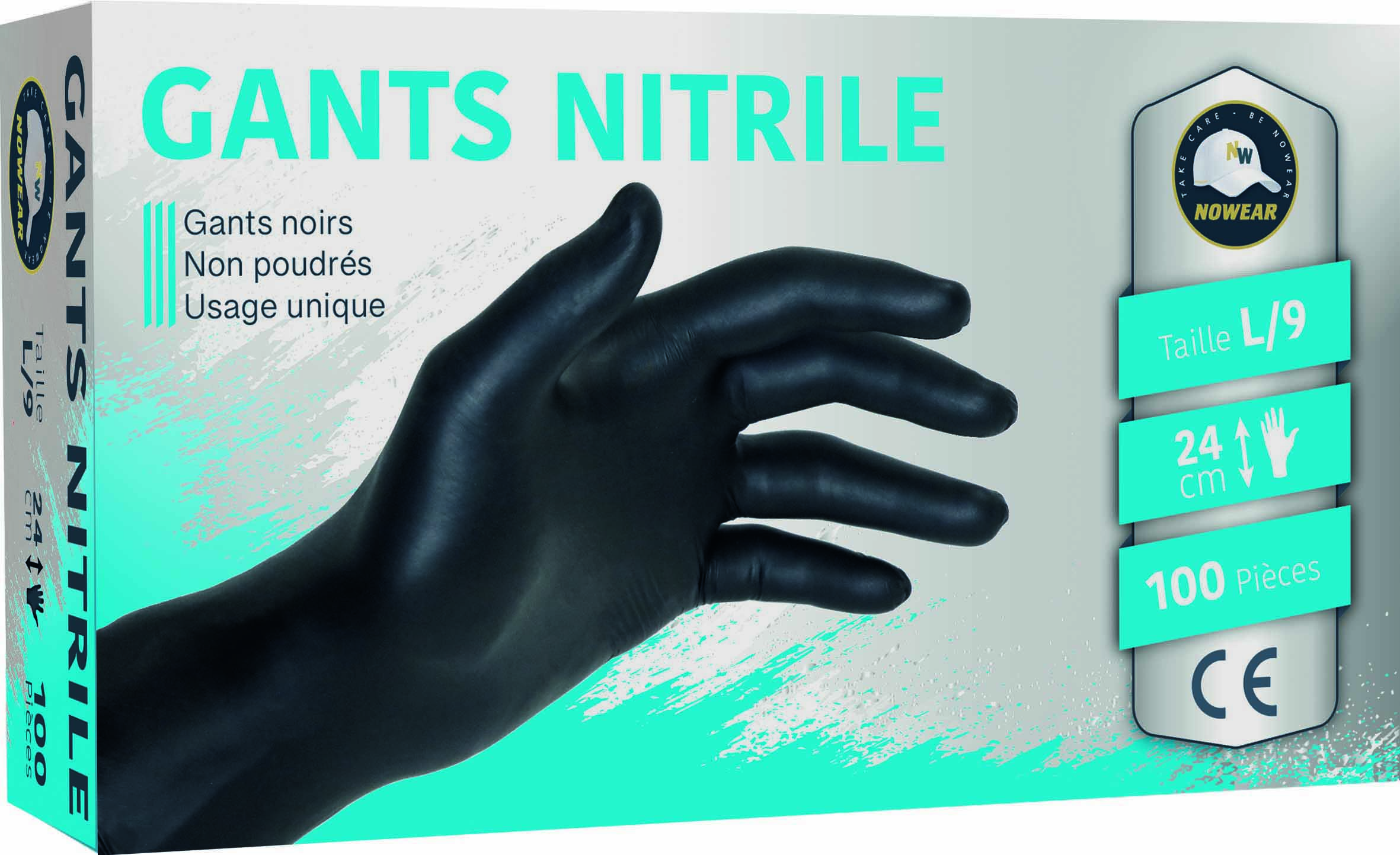 Gant nitrile noir non poudre t9 - 65002