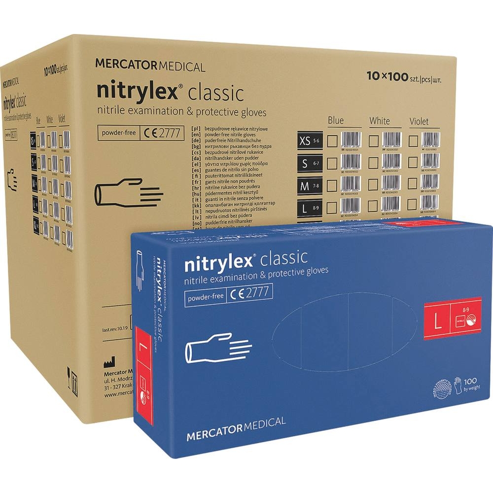 BOITE 100 GANTS JETABLE NITRILE BLEU T9 - MERCATOR - 65021