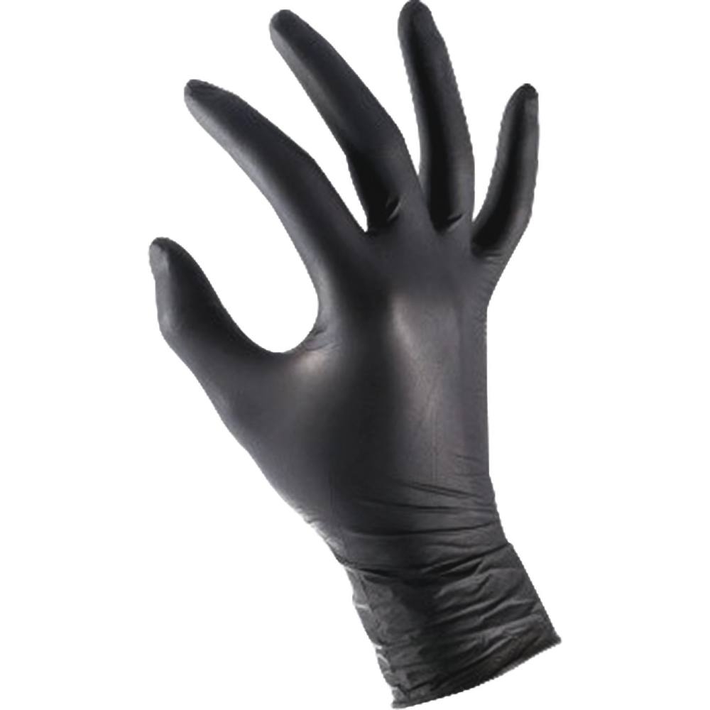 Gants jetables ambidextres nitrile 240mm 0,09mm noir T8 - Boîte de 100 pcs MERCATOR - 65034