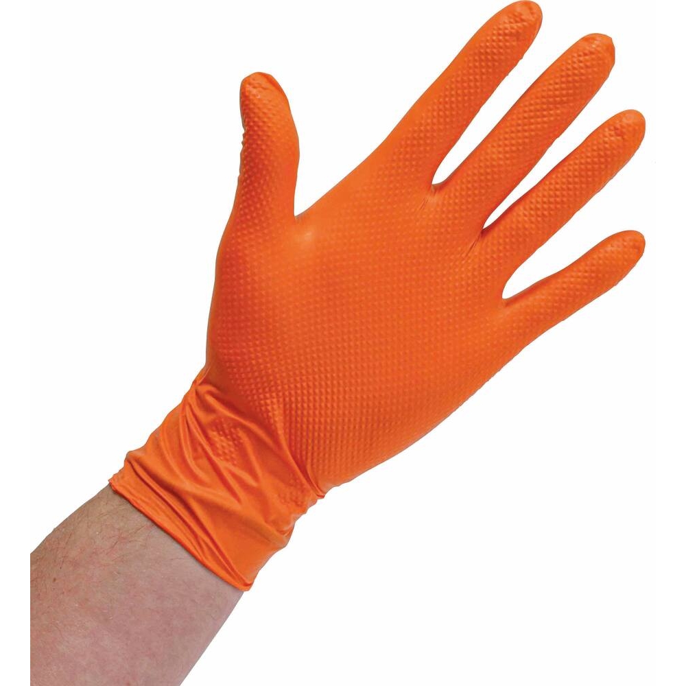 BOITE DE 90 GANTS ORANGE EN NITRILE EPAISSEUR 7 MIL - 8,4GR - TAILLE XXL - STILKER - 65104