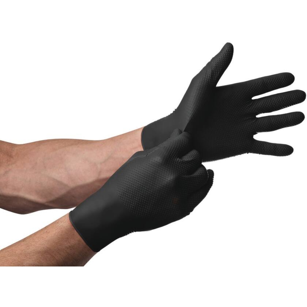 Gants jetables ambidextres nitrile 240mm 0,18mm noir T9 MERCATOR - 65153