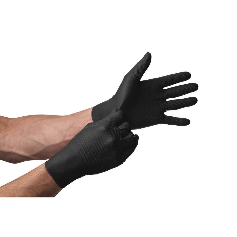 Gants jetables ambidextres nitrile 240mm 0,18mm noir T10 - Lot de 100 boîtes de 50 - MERCATOR - 65154.100