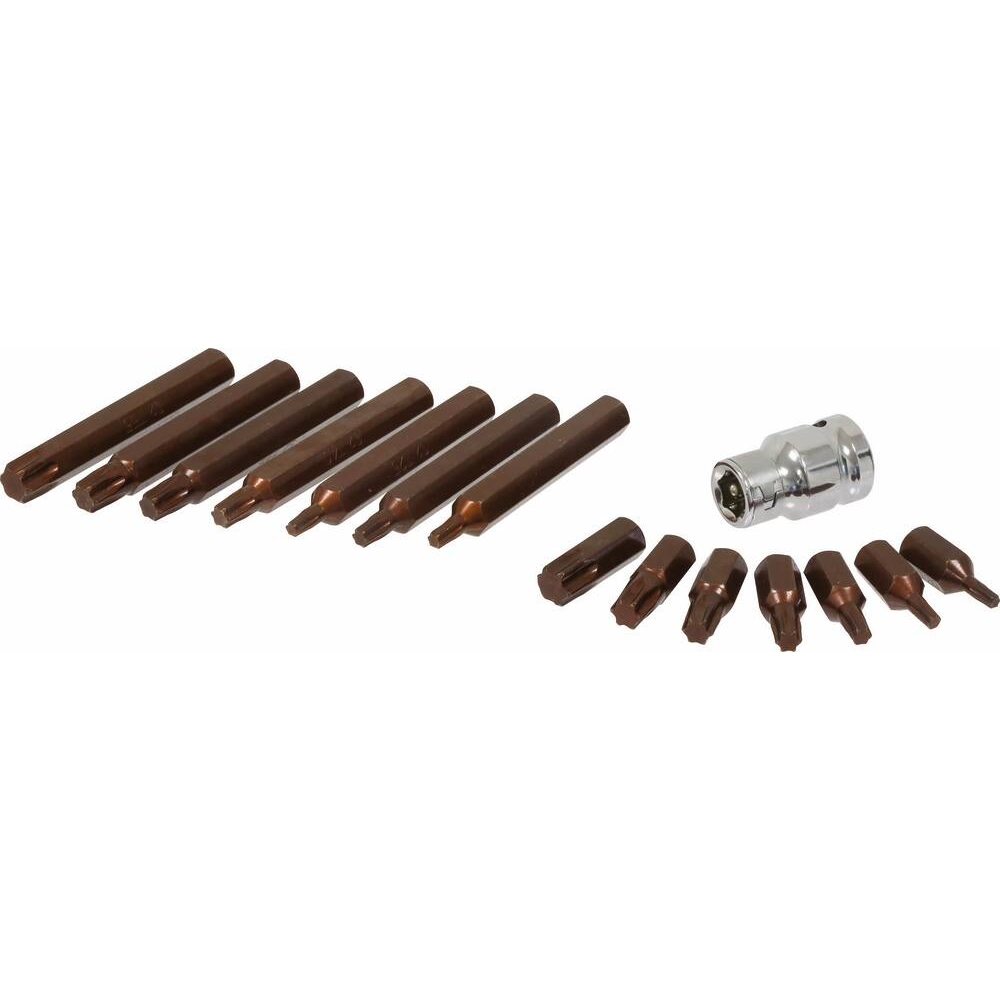 Embout hexagonal 10mm Torx de T20 à T55 avec douille 1/2 porte-embouts - coffret PVC de 15 pcs STILKER - 68153