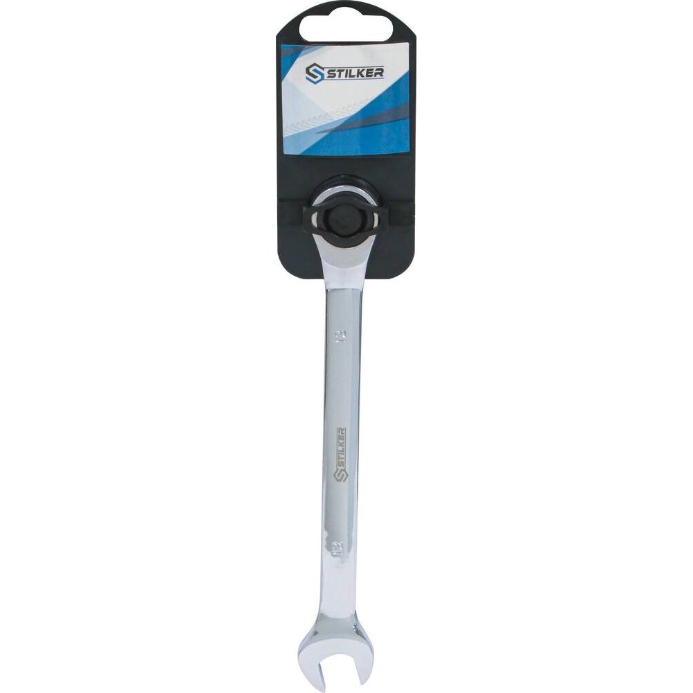Clé mixte droite à cliquet de 12mm 72 dents - carte STILKER - 68756