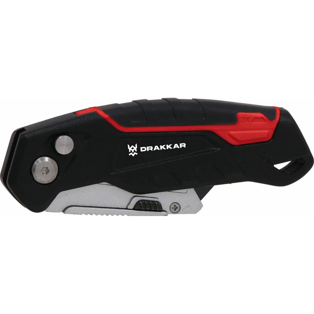 Couteau 19mm métallique lame trapézoïdale 3 positions - DRAKKAR TOOLS - 68860