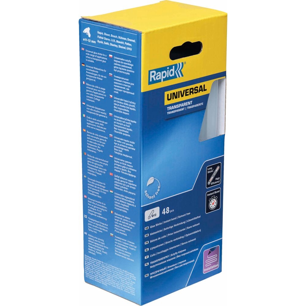 Bâtons de colle universelle transparente 12 mm RAPID - 70747
