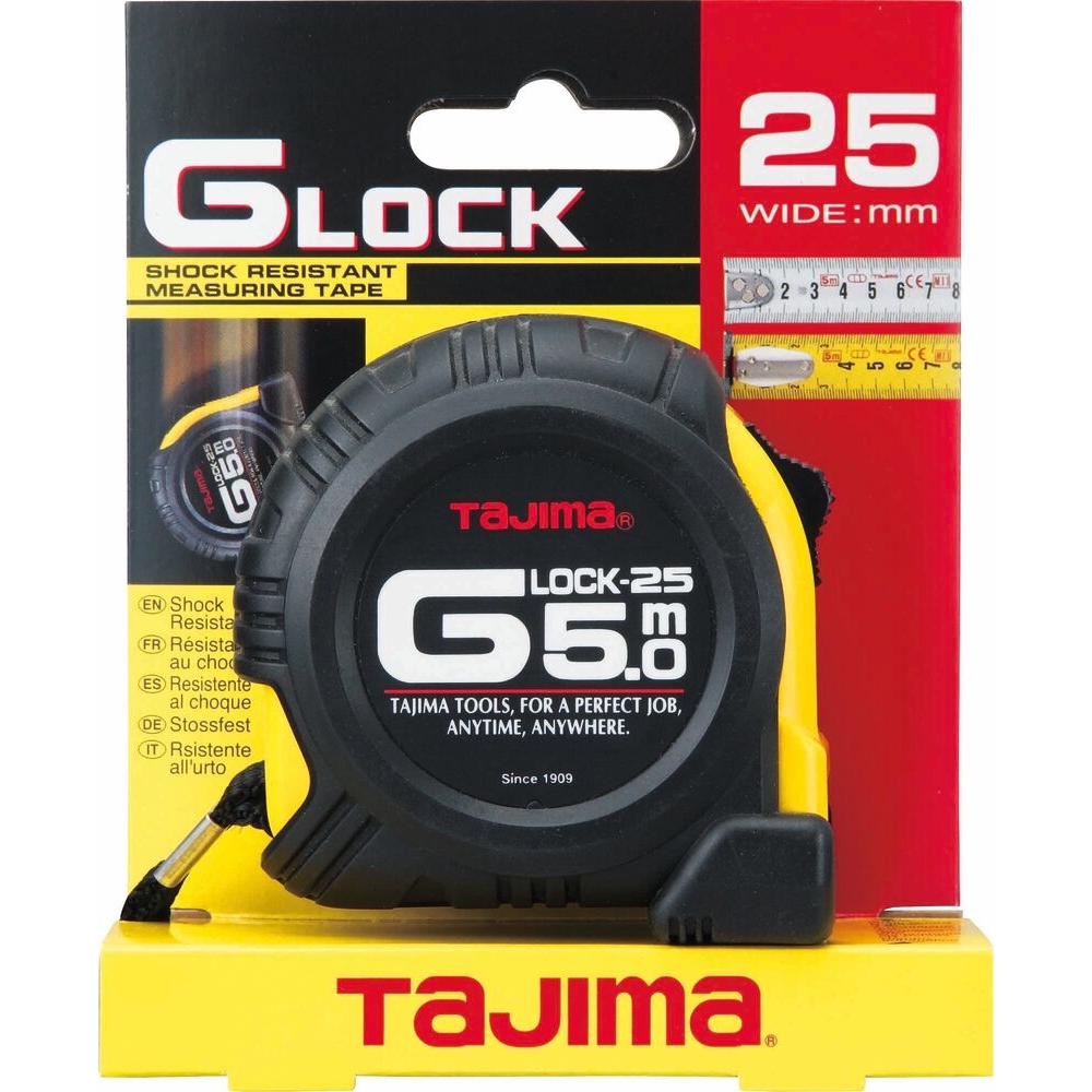 Mètre mesure à ruban 5m 25mm G Lock jaune - TAJIMA - 70781