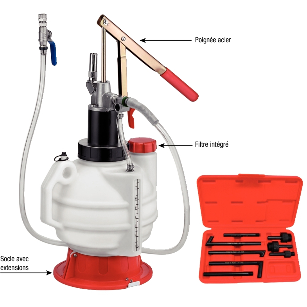 Réservoir pour remplissage d'huile de transmission 7,5L avec 8 adaptateurs DRAKKAR - 71105