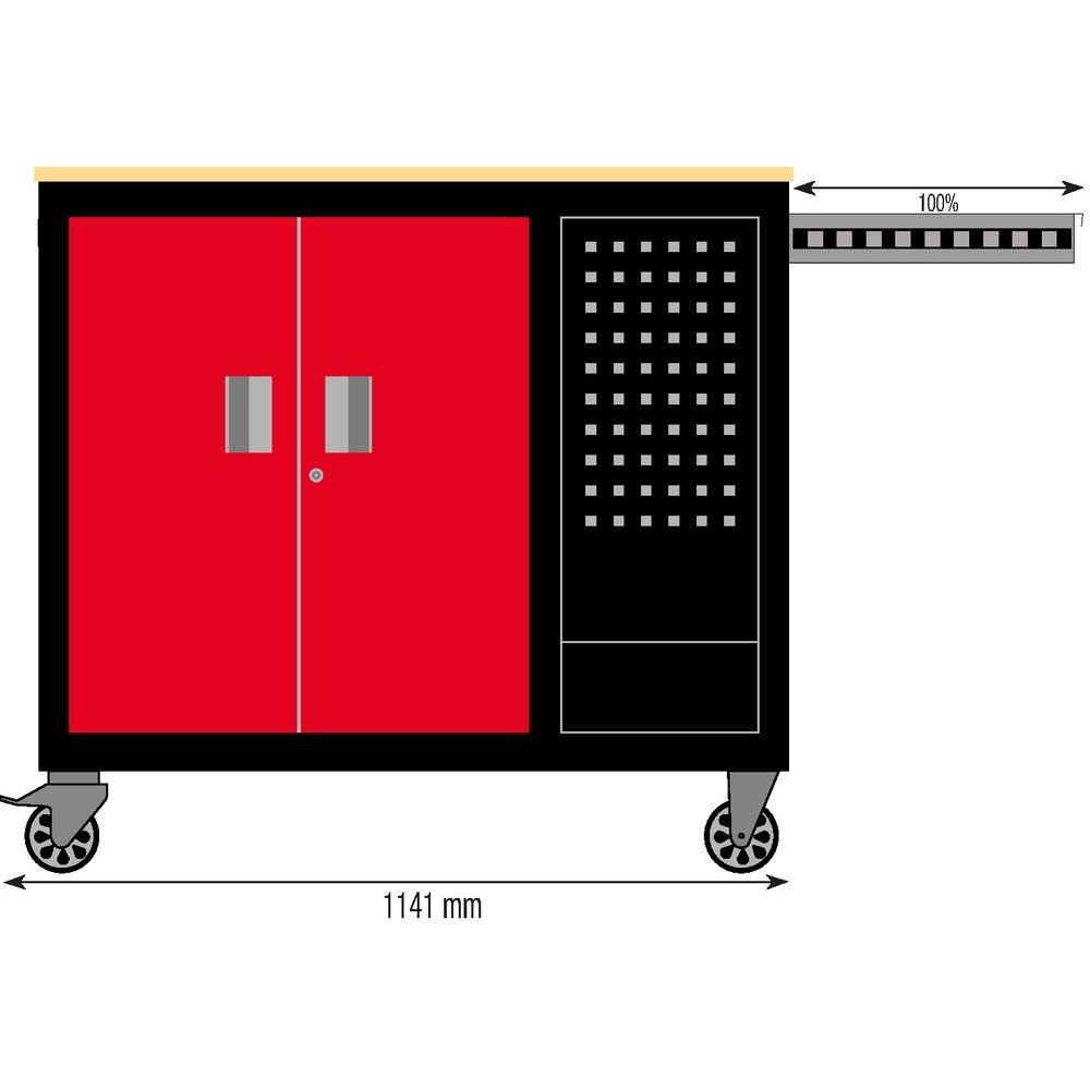 Servante 10 tiroirs avec plan de travail en bois 1141x730x888mm DRAKKAR - 72540