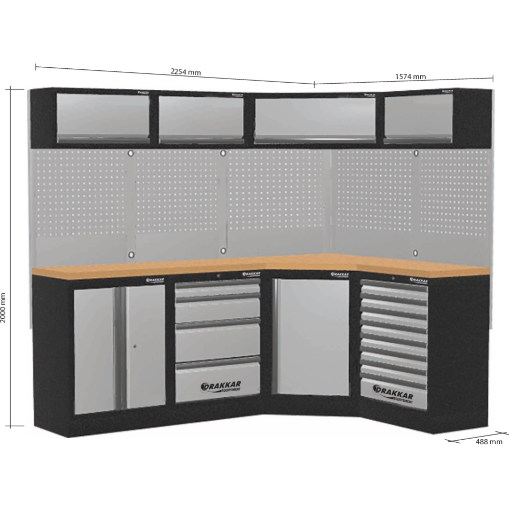 Mobilier d'atelier 4 éléments angle hêtre DRAKKAR - 72585