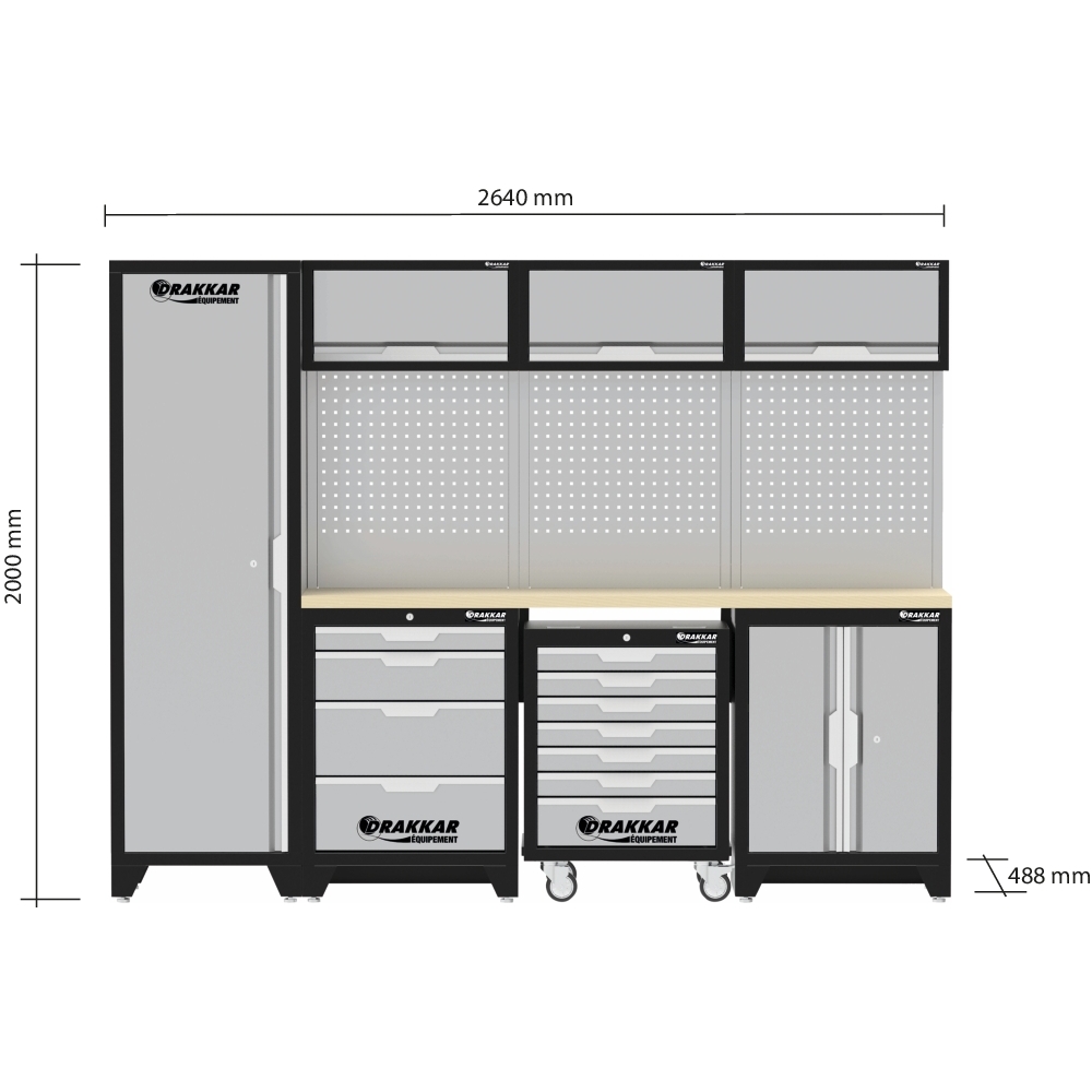MOBILIER D'ATELIER 4 ELEMENTS SERVANTE HETRE - DRAKKAR EQUIPEMENT - 72587