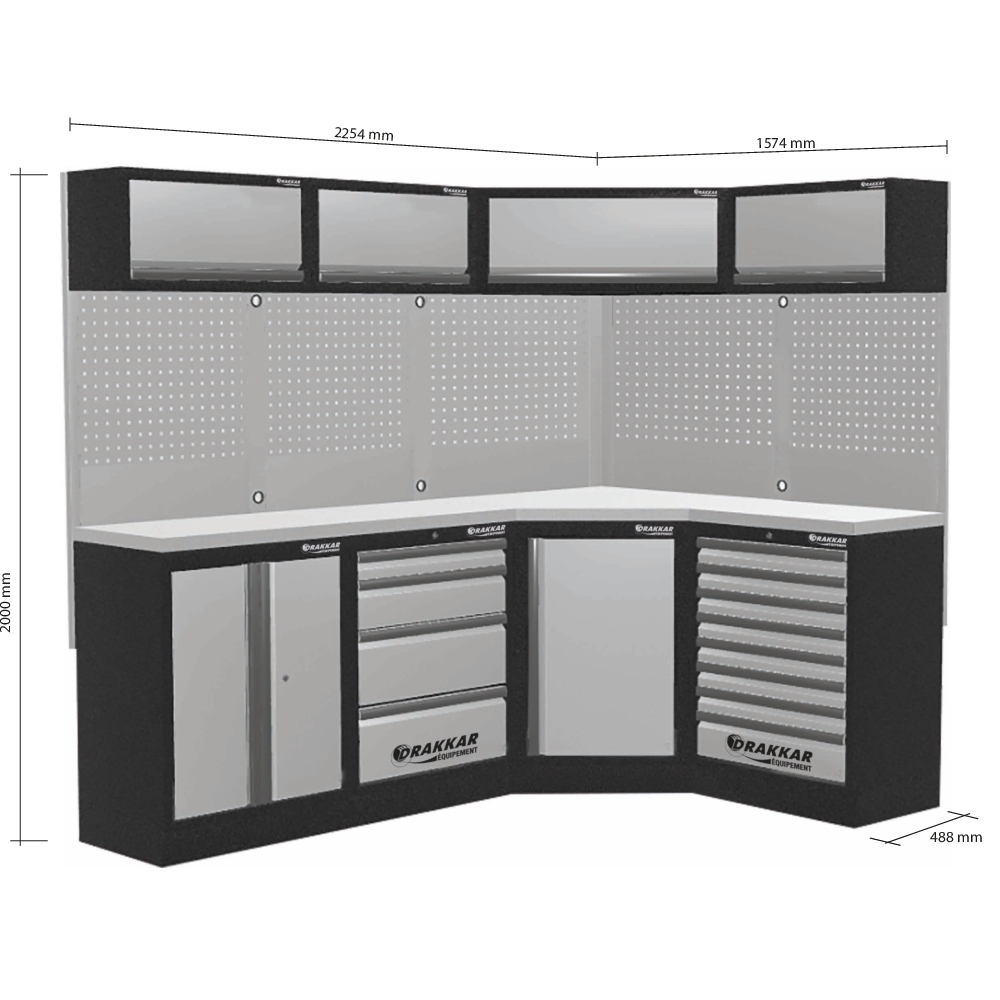 MOBILIER D'ATELIER 4 ELEMENTS ANGLE INOX 430 - DRAKKAR EQUIPEMENT - 72595