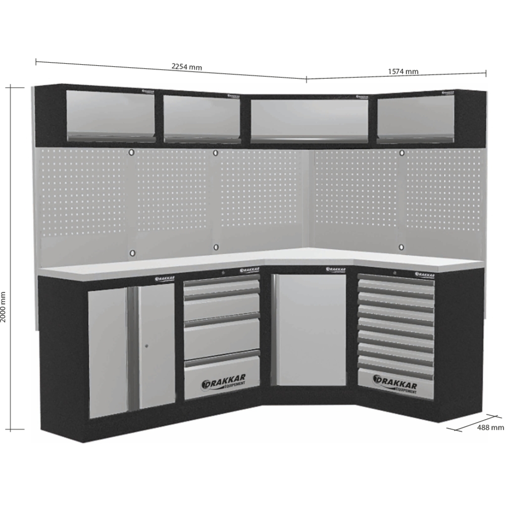 Mobilier d'atelier 4 éléments angle inox DRAKKAR - 72595