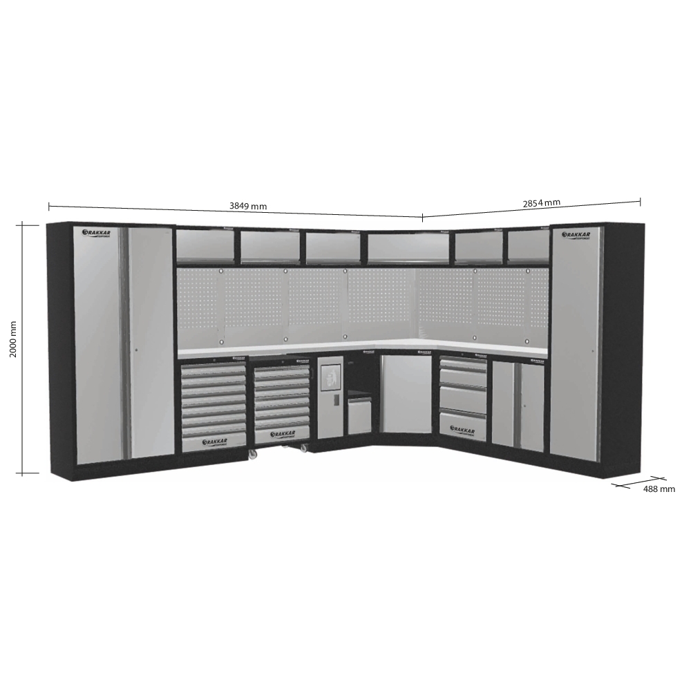 MOBILIER D'ATELIER 8 ELEMENTS ANGLE INOX 430 - DRAKKAR EQUIPEMENT - 72596