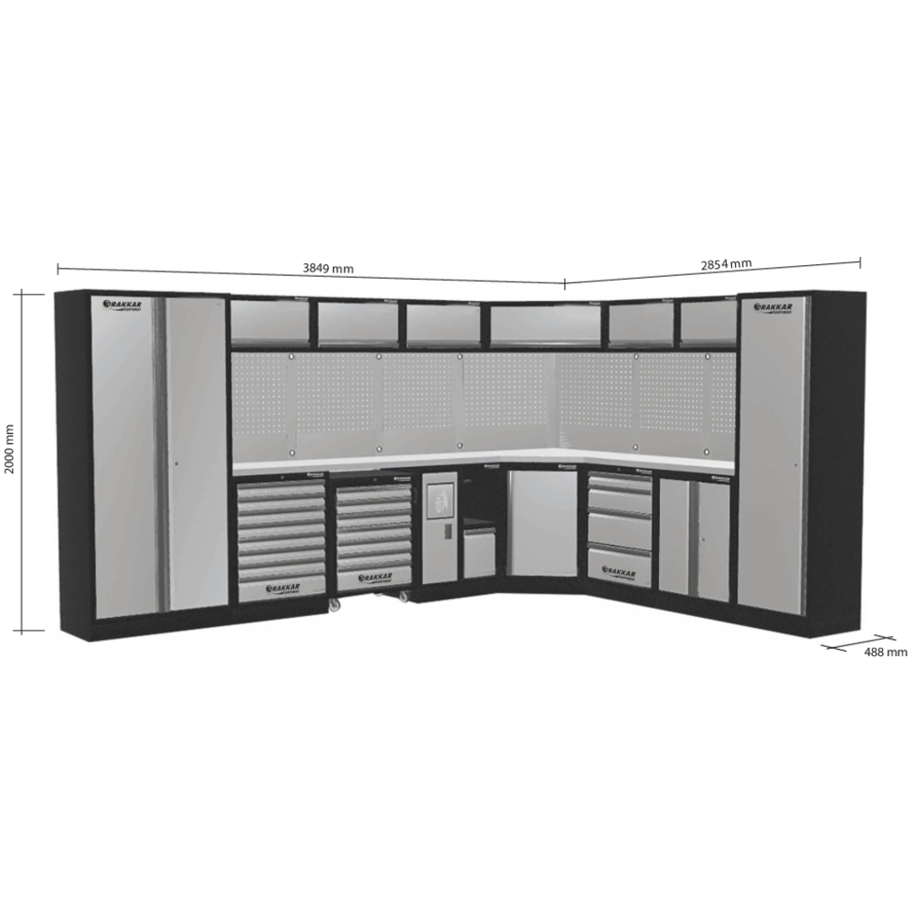 Mobilier d'atelier 8 éléments angle inox DRAKKAR - 72596