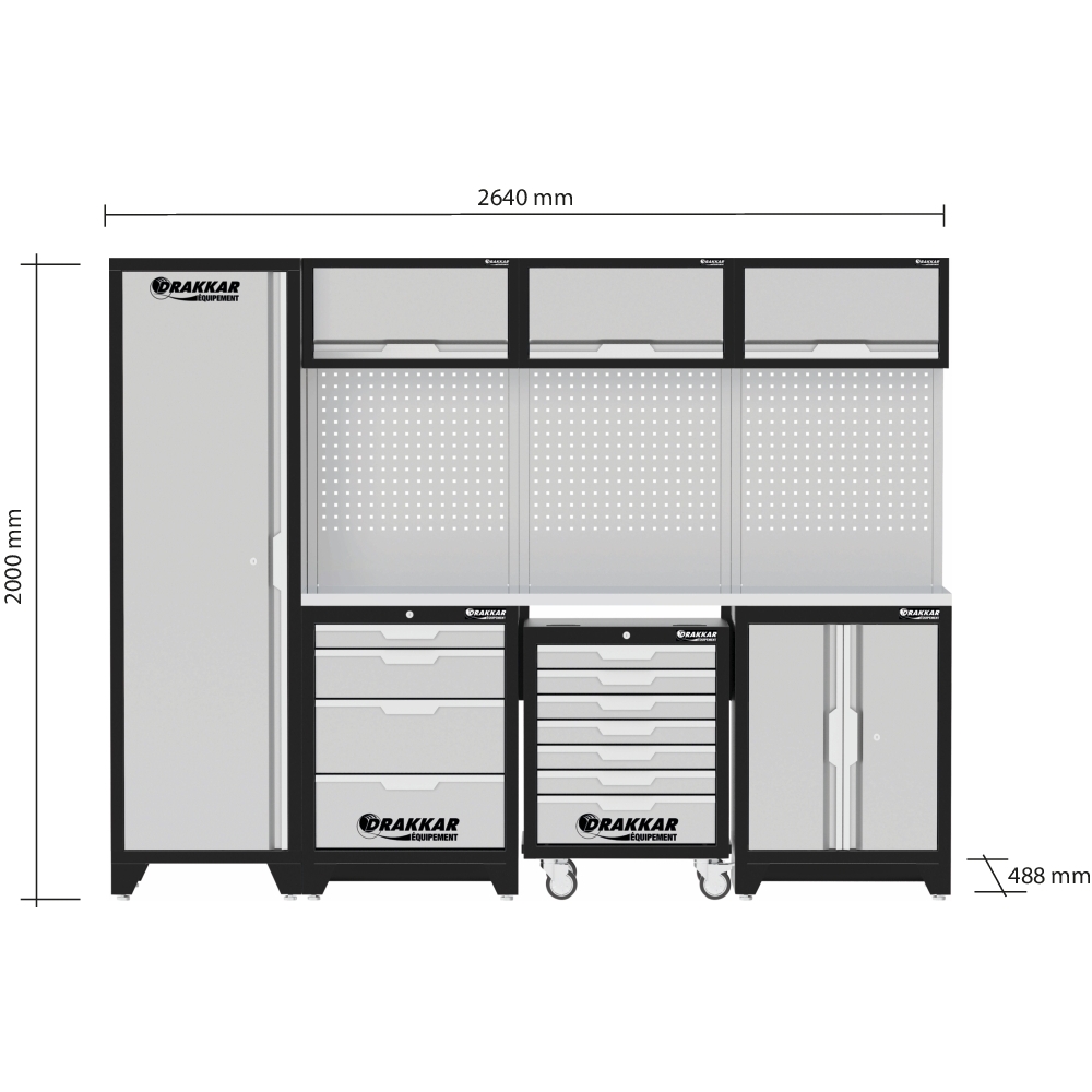 MOBILIER D'ATELIER 4 ELEMENTS SERVANTE INOX 430 - DRAKKAR EQUIPEMENT - 72597