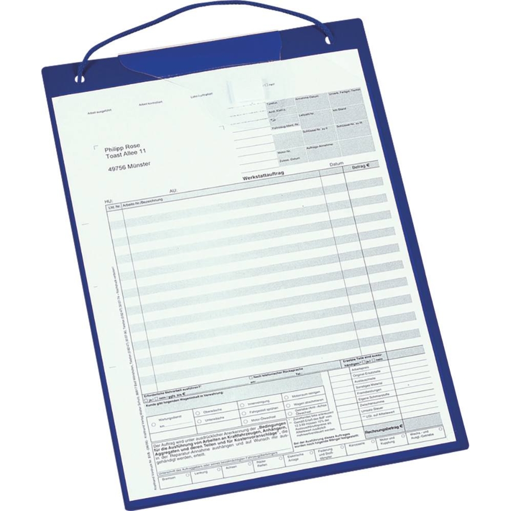 Tablette de fiche travaux A4 bleue - lot de 10 pcs EICHNER - 74605