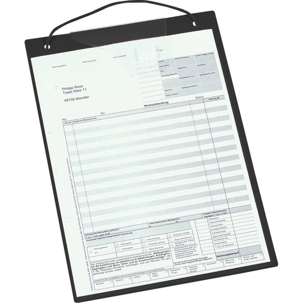 Tablette de fiche travaux A4 noire - lot de 10 pcs EICHNER - 74608