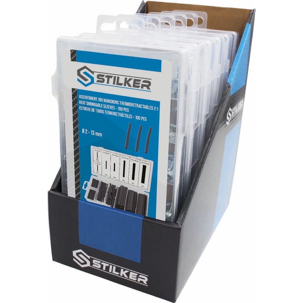 Gaine thermorétractable noir - Coffret de 100 pcs STILKER - 77932