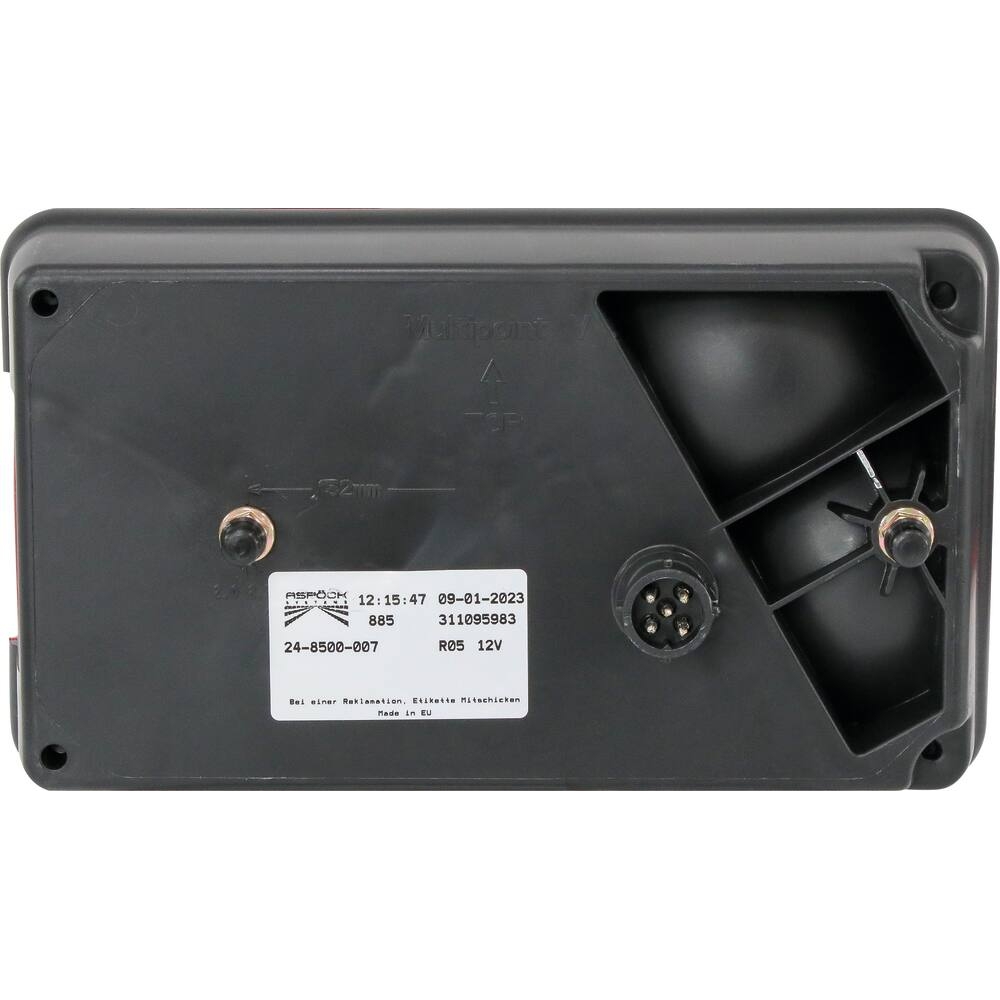 Feu arrière rectangle 12V gauche 5 fonctions pour connecteur 5 plots 238x140mm ASPOCK - 79534