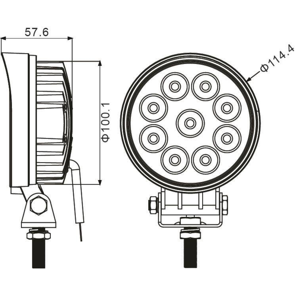 Phare de travail rond LED 10/32V 27W 1800 lumens faisceau large - SODIFLASH - 79670