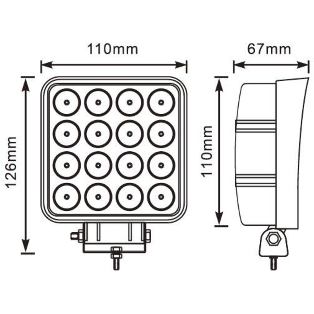 Phare de travail carré LED 10/32V 48W 3000 lumens SODIFLASH - 79697