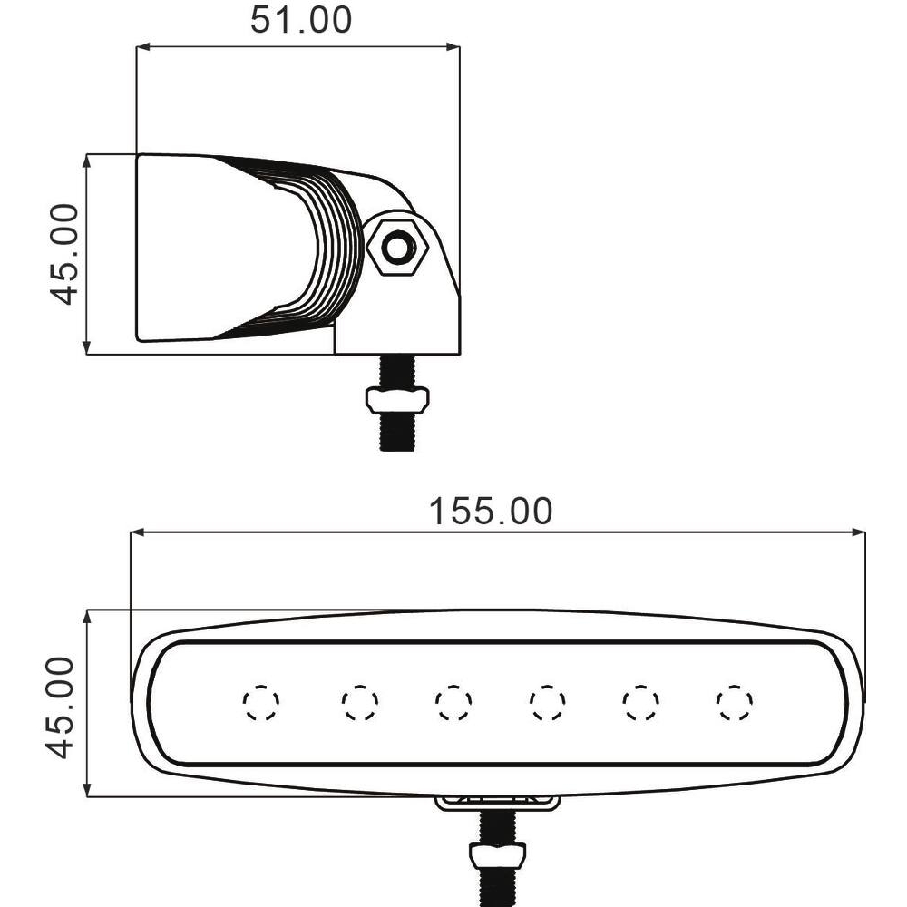Phare de travail rectangle LED 10/30V 18W 1200 lumens faisceau large - SODIFLASH - 79707