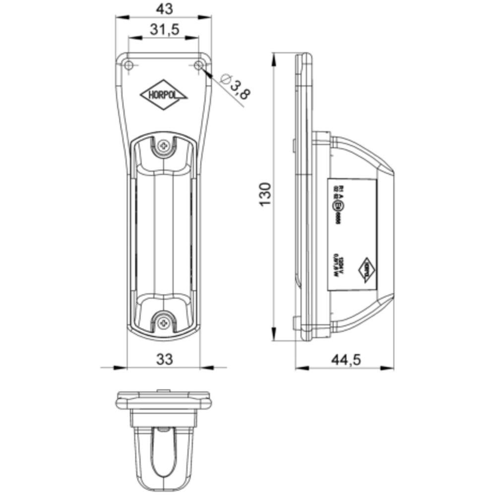 Feu de gabarit LED 12/24V gauche rouge/blanc sur languette SODIFLASH - 79801