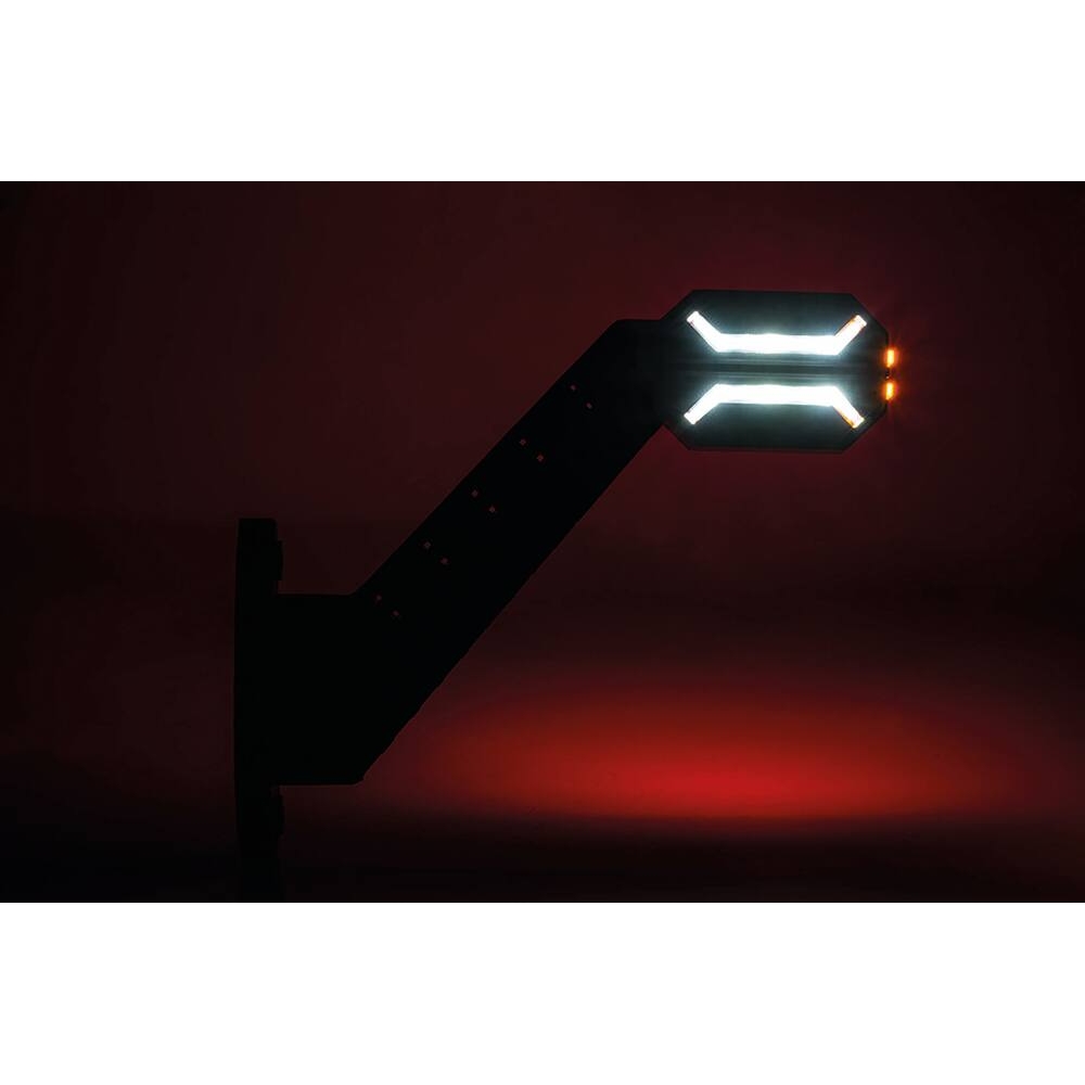 Feu de gabarit LED 12/24V rouge/blanc/orange déporté coudé 200mm - côté gauche SODIFLASH - 79841