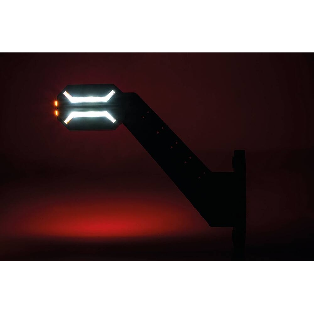 Feu de gabarit LED 12/24V rouge/blanc/orange déporté coudé 200mm - côté droit SODIFLASH - 79842