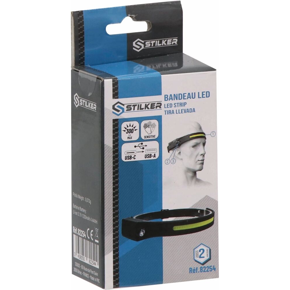 Lampe frontale LED ajustable 300 lumens rechargeable STILKER - 82254