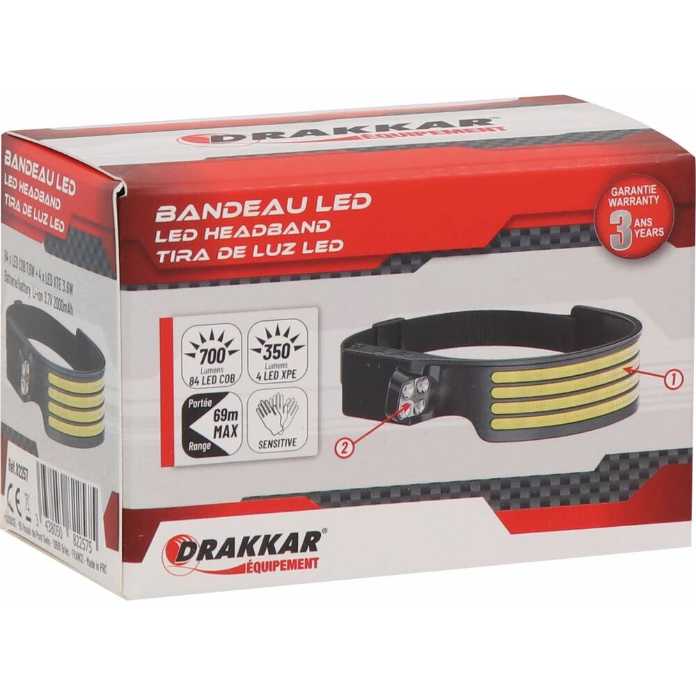 Lampe frontale LED 700 + 350 lumens DRAKKAR - 82257