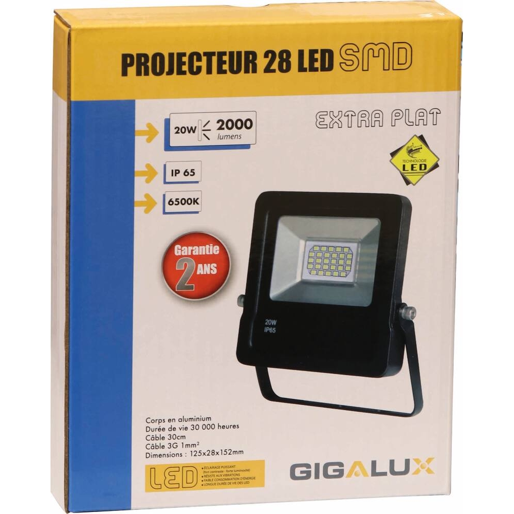 Projecteur LED extra plat 230V 20W GIGALUX - 82406