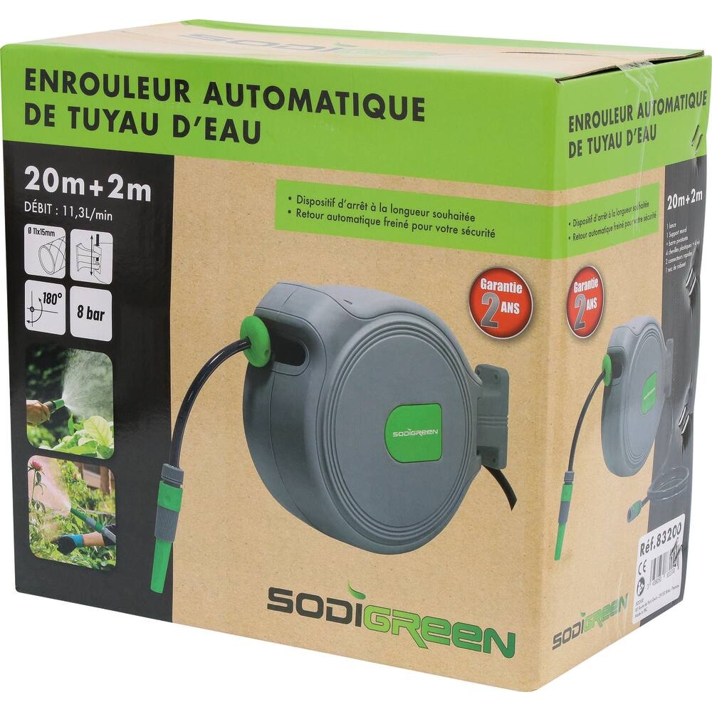 Enrouleur automatique orientable de tuyau d'eau 20m+2m Ø 11mm STILKER - 83200