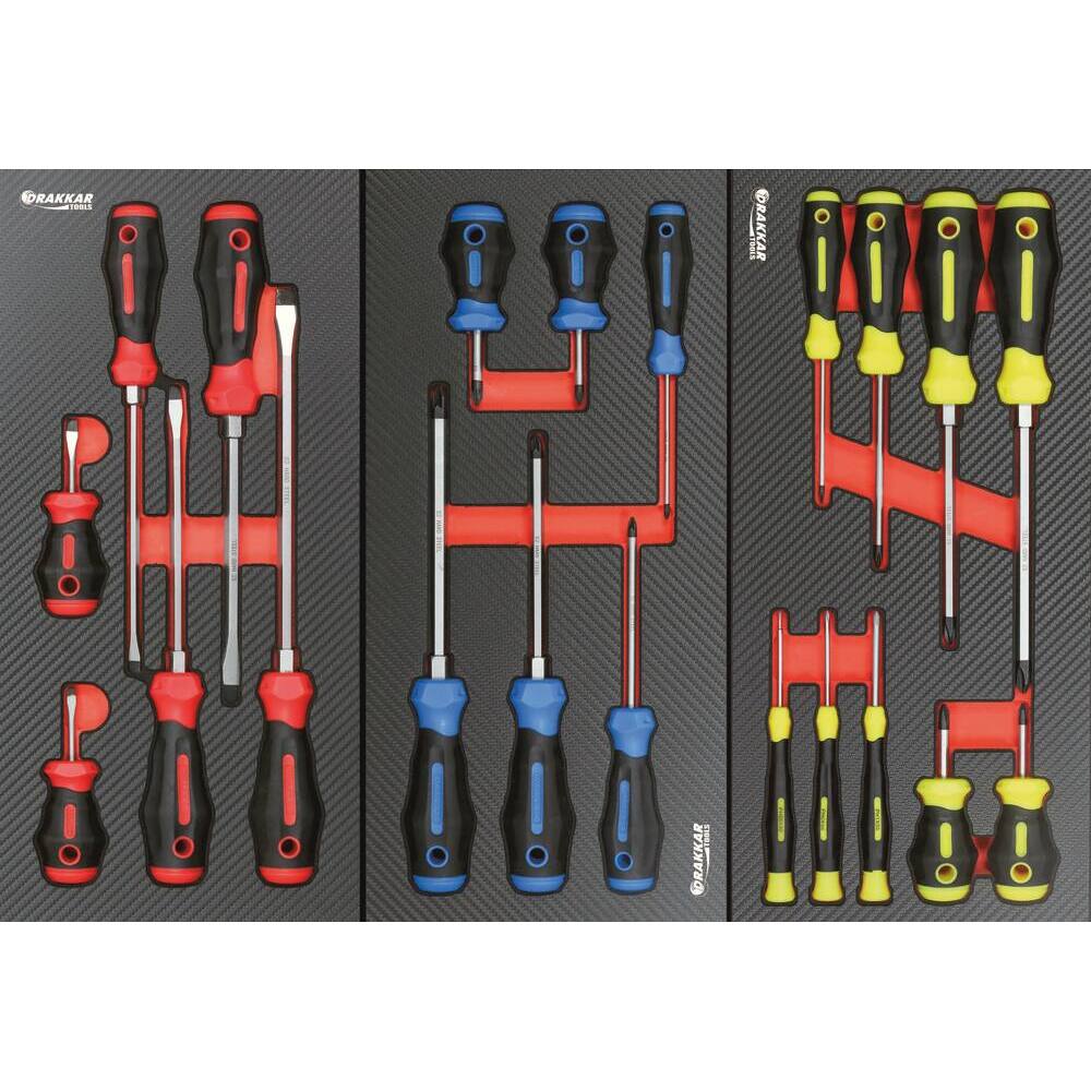 Servante d'atelier 7 tiroirs composée de 171 outils - modules carbone - DRAKKAR TOOLS - 83901