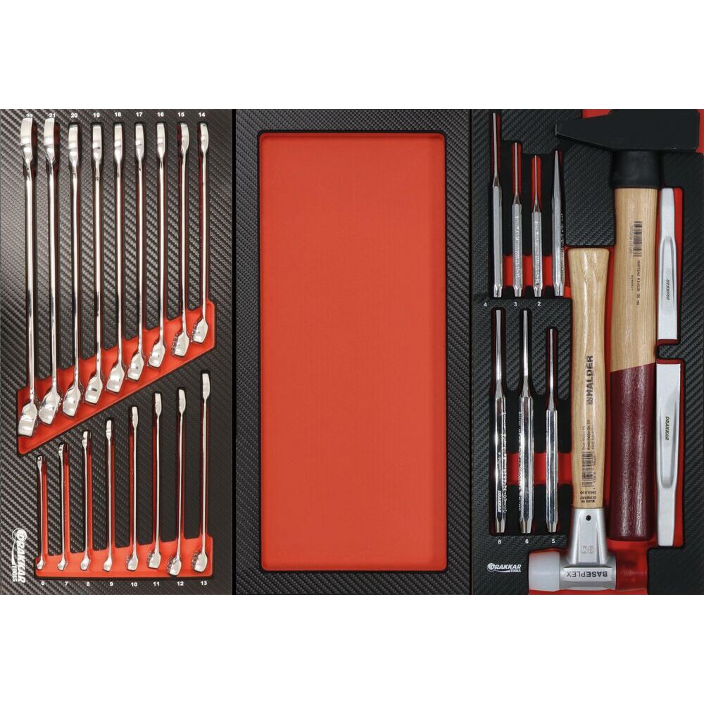 Servante d'atelier 7 tiroirs composée de 171 outils - modules carbone - DRAKKAR TOOLS - 83901