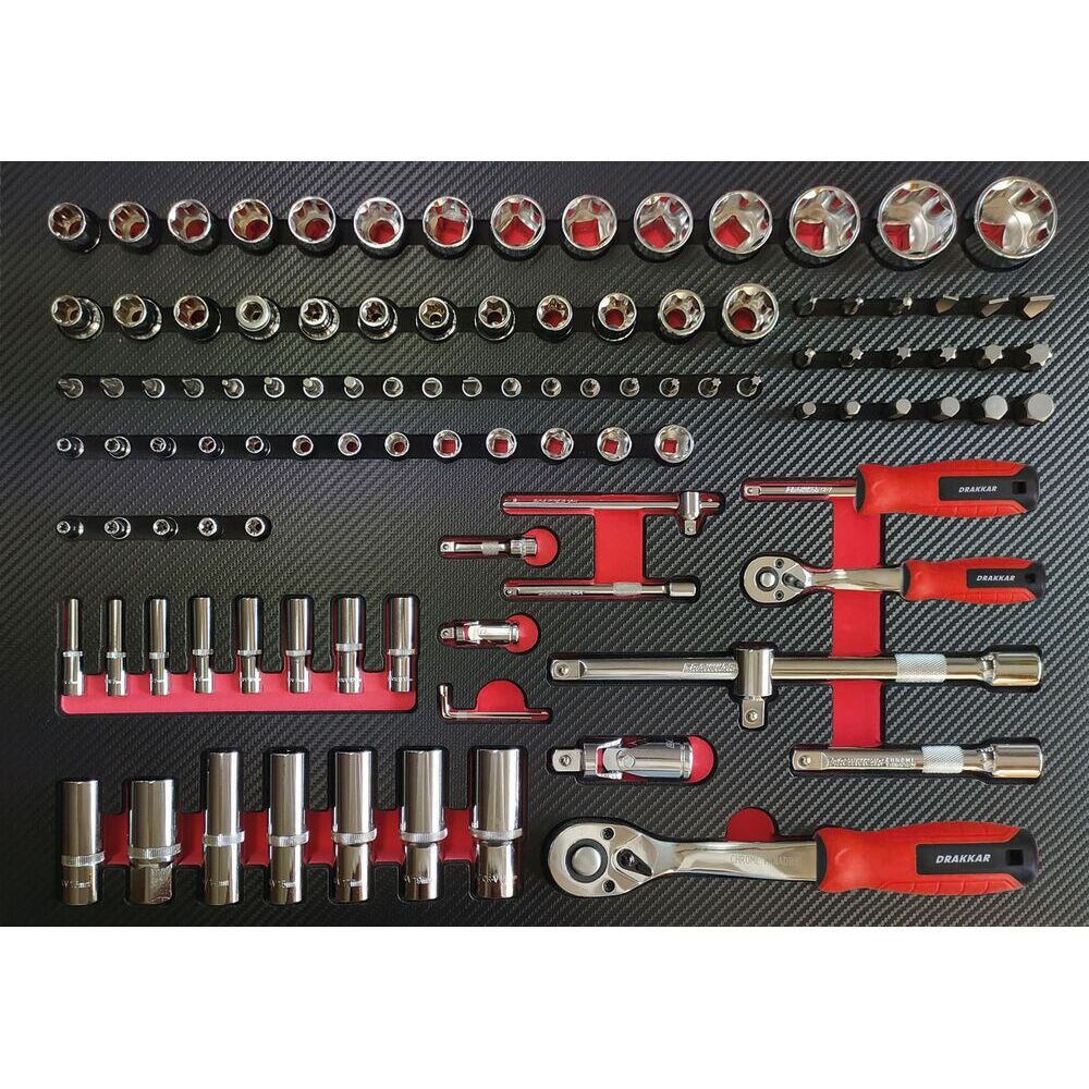 Servante d'atelier 7 tiroirs composée de 176 outils - modules mousses - DRAKKAR TOOLS - 83903