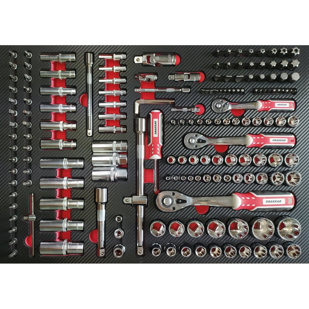 SERVANTE 7 TIROIRS DRAKKAR 09141 + 5 TIROIRS MODULES CARBONE - DRAKKAR TOOLS - 83916