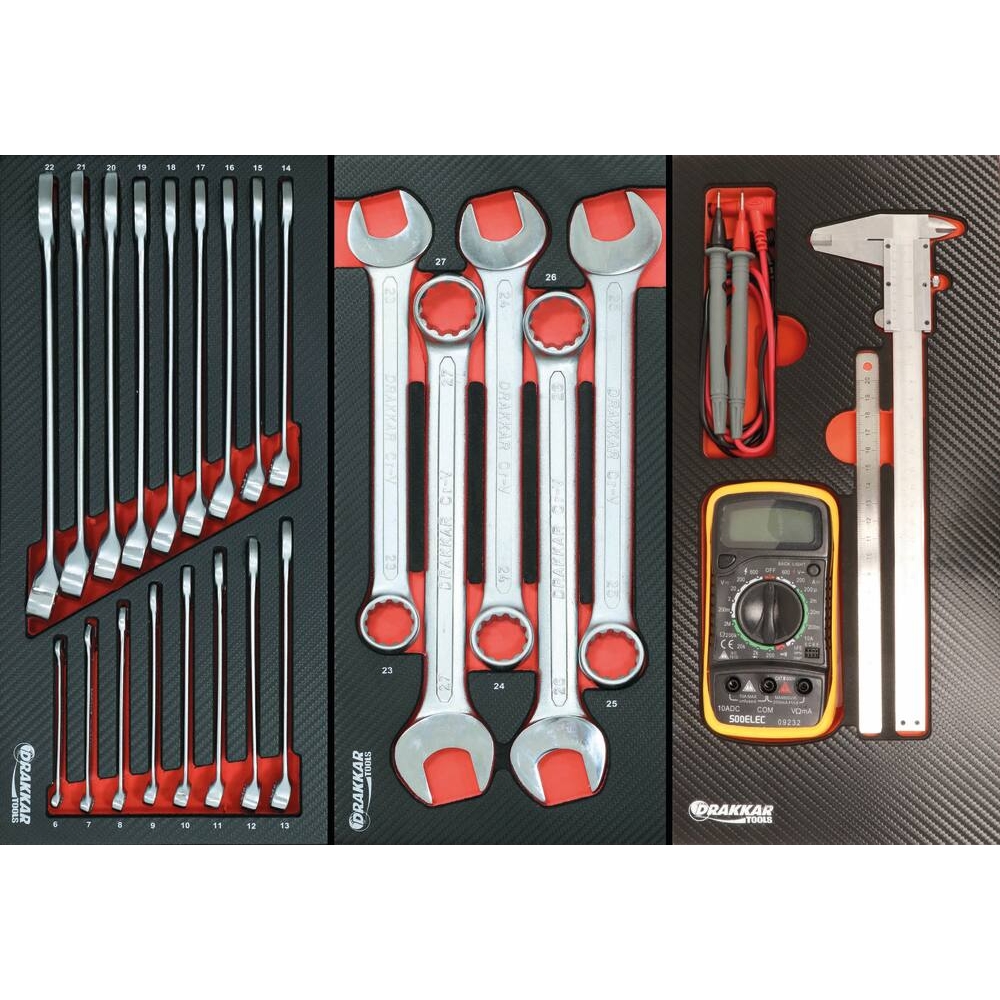 SERVANTE 7 TIROIRS DRAKKAR 09141 + 5 TIROIRS MODULES CARBONE - DRAKKAR TOOLS - 83916