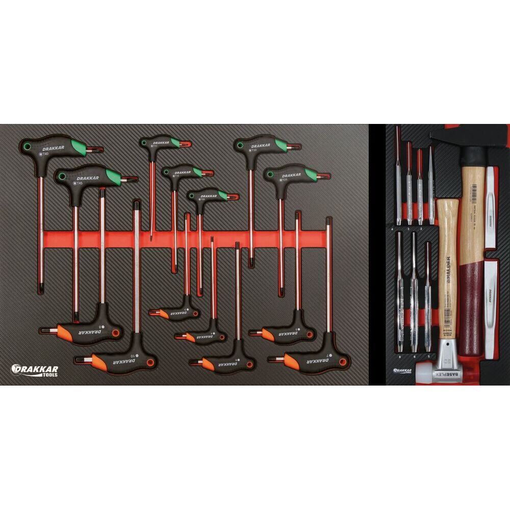 Servante d'atelier XXL 7 tiroirs composée de 254 outils - modules carbone - DRAKKAR TOOLS - 83920