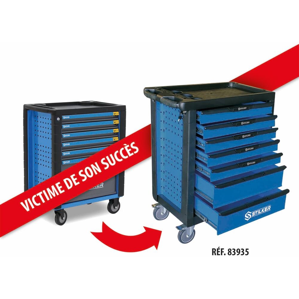 Servante d'atelier 7 tiroirs composée de 147 outils - modules mousse STILKER - 83932
